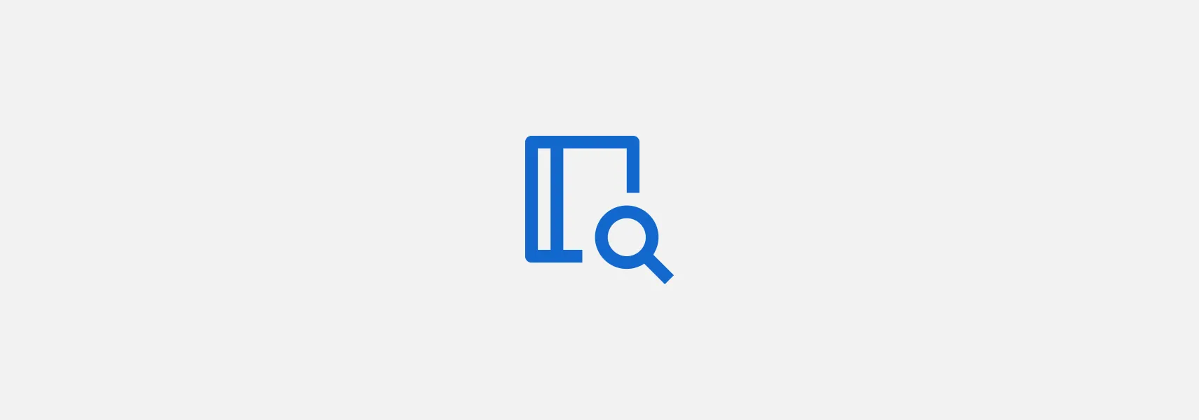 Blue icon of a folder and magnifying glass