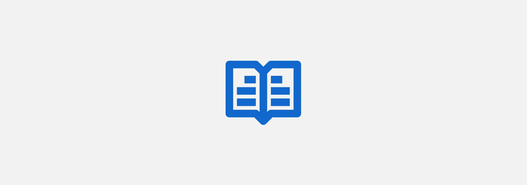 Blue icon of a book