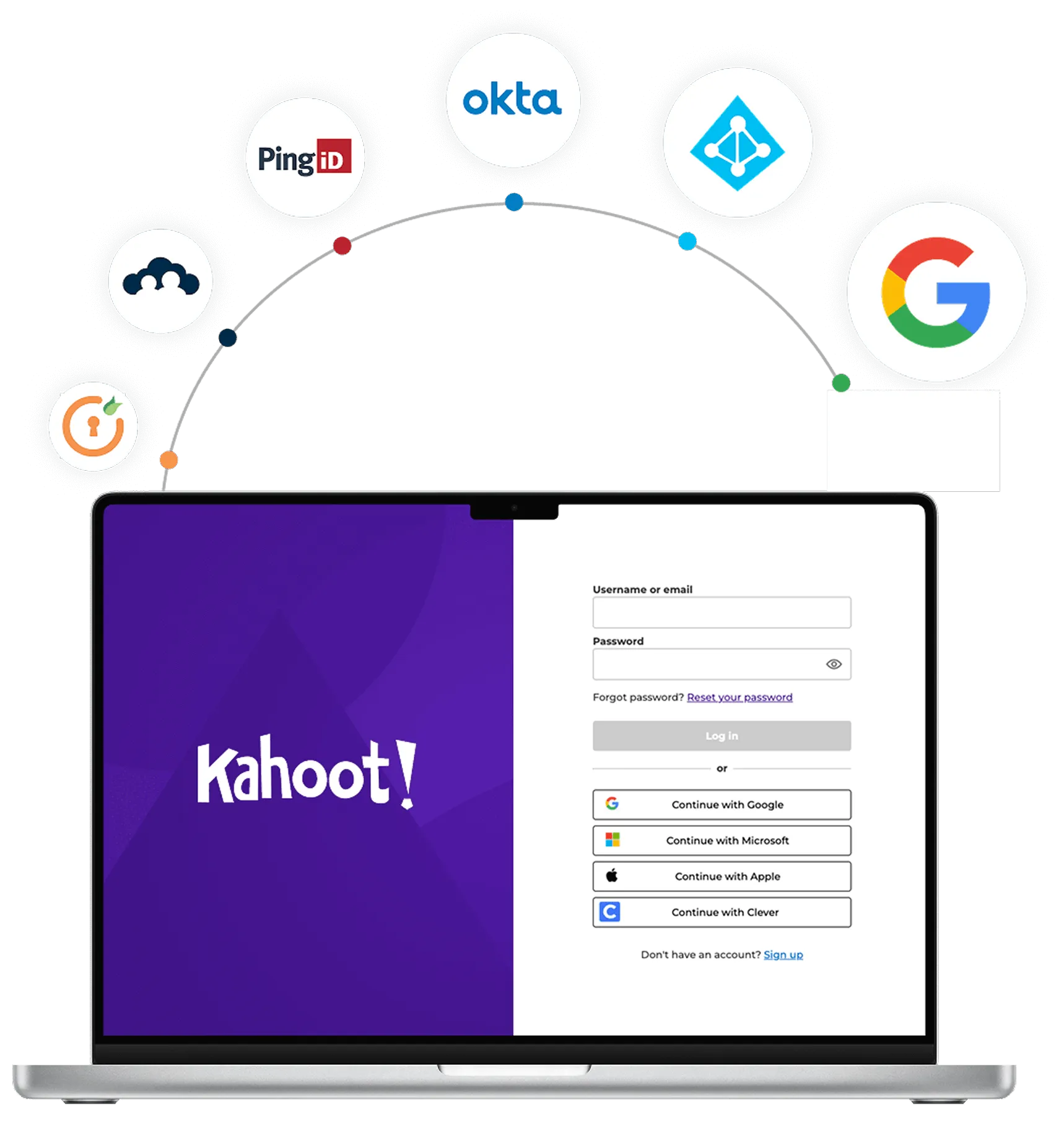 Kahoot! login screen displaying on laptop device