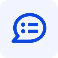 Blue icon of a speech bubble with a list, representing surveys or Q&A engagement